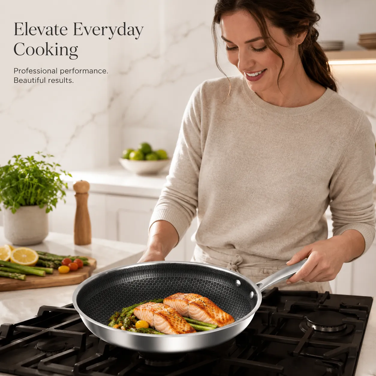 Wholesale Honeycomb Frying Pan Stainless Steel Non Stick Pan - الصورة 5