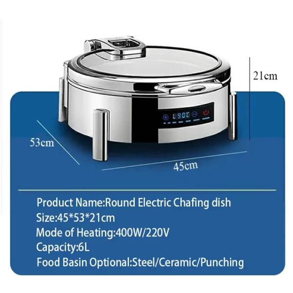 Wholesale Stainless Steel Chafing Dish Electric with Glass Hing Lid — изображение 4