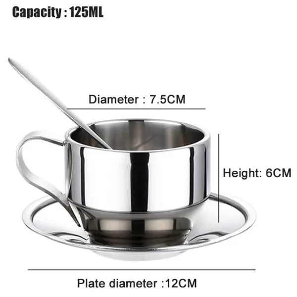 Conjunto 2 de chávenas de café em aço inoxidável