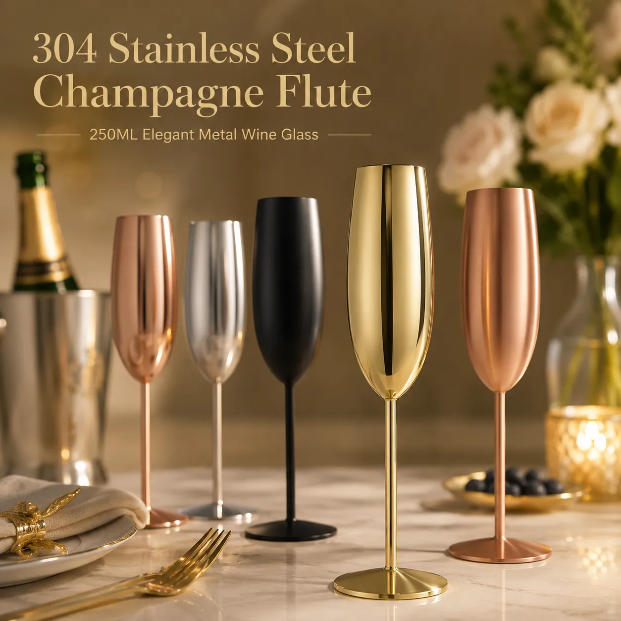 Vente en gros - Acier inoxydable - Verre de champagne - 1
