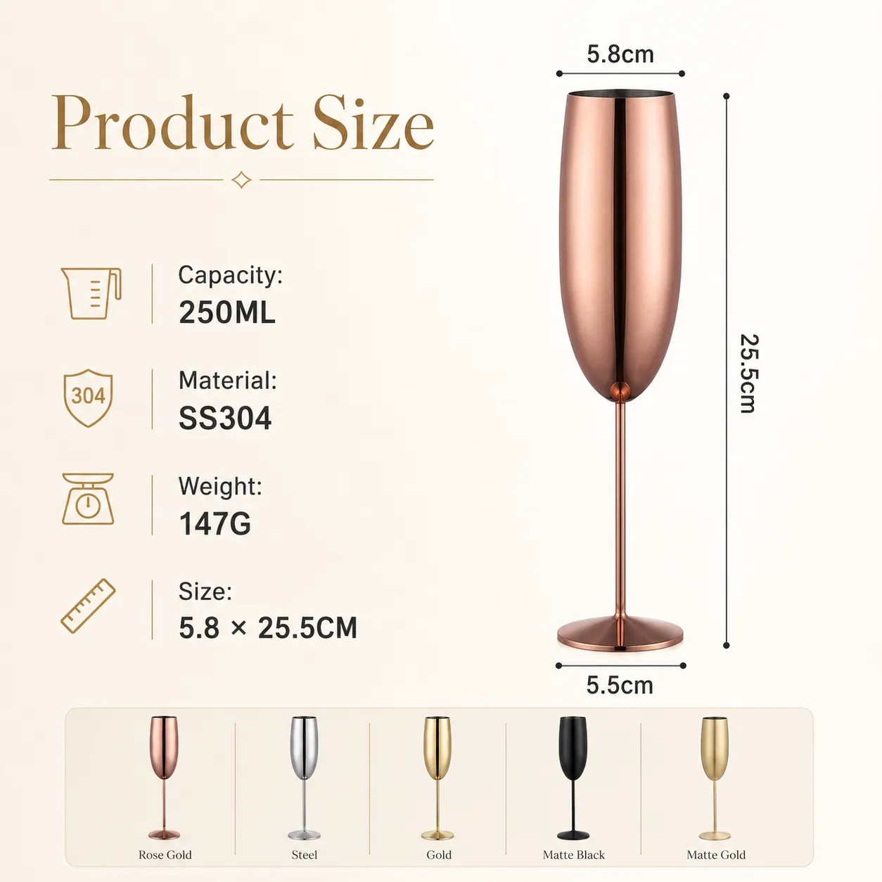 Vente en gros Acier inoxydable-Champagne-verre-3