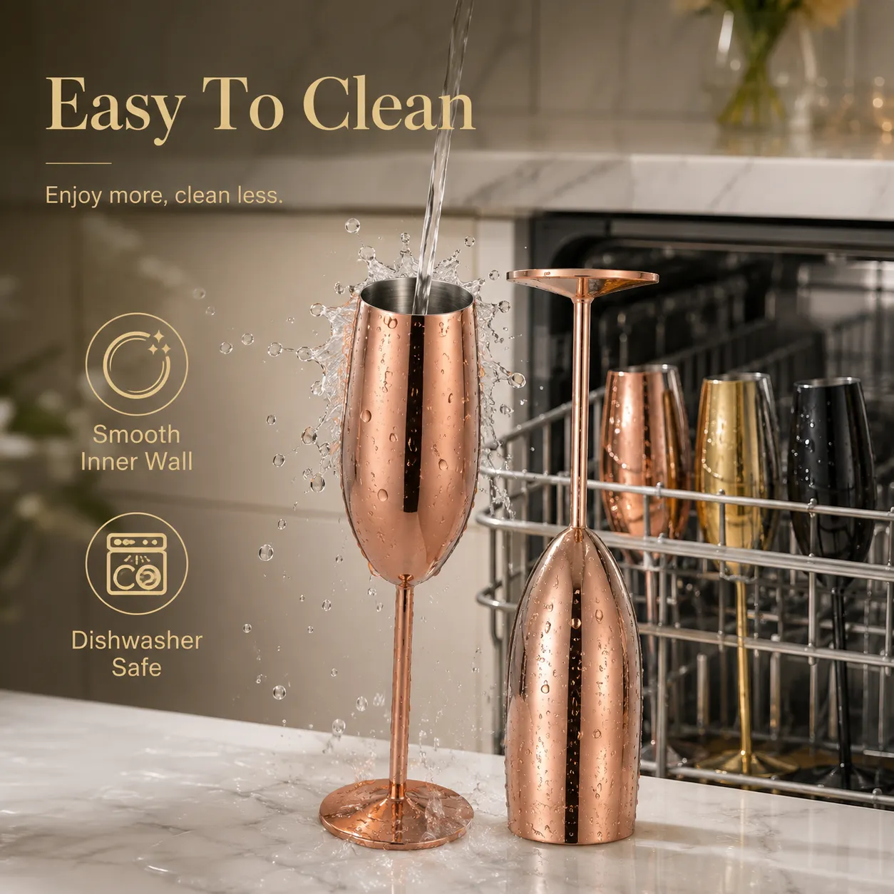 Vente en gros - Acier inoxydable - Champagne - Verre-4