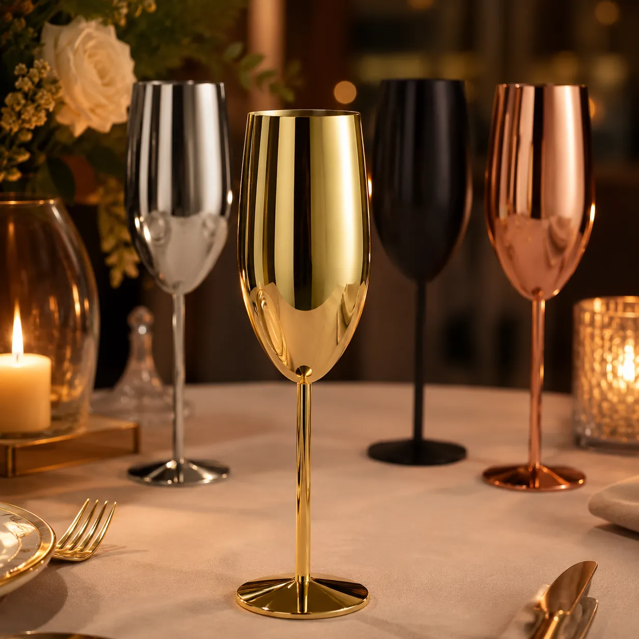 Vente en gros - Acier inoxydable - Champagne - Verre-8
