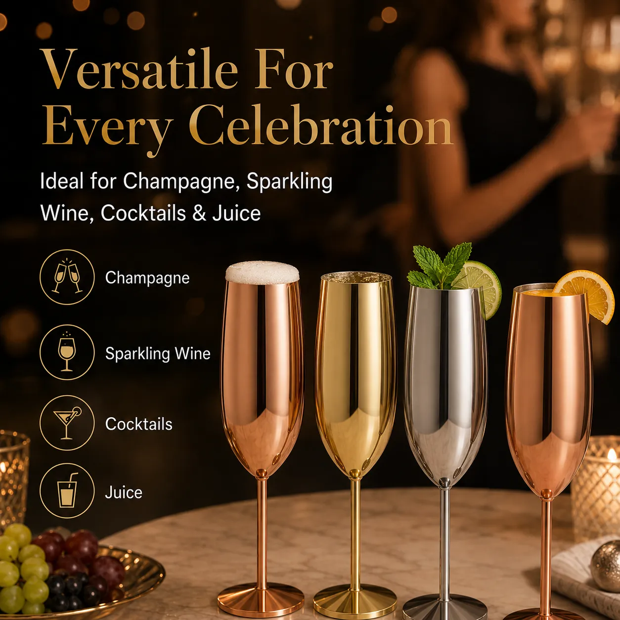 Vente en gros - Acier inoxydable - Champagne - Verre-9