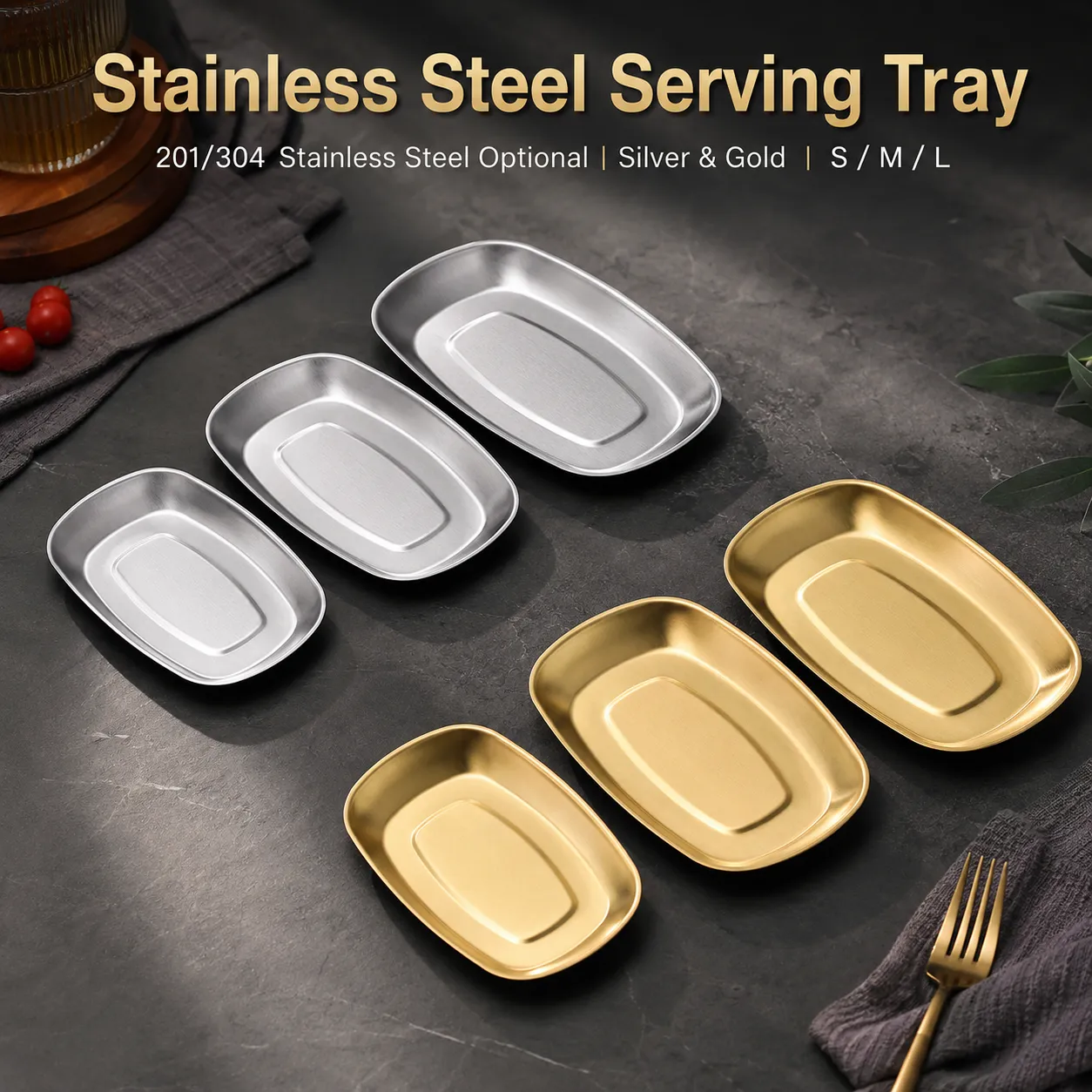 Custom Stainless Steel Rectangular Dinner Plate (1)