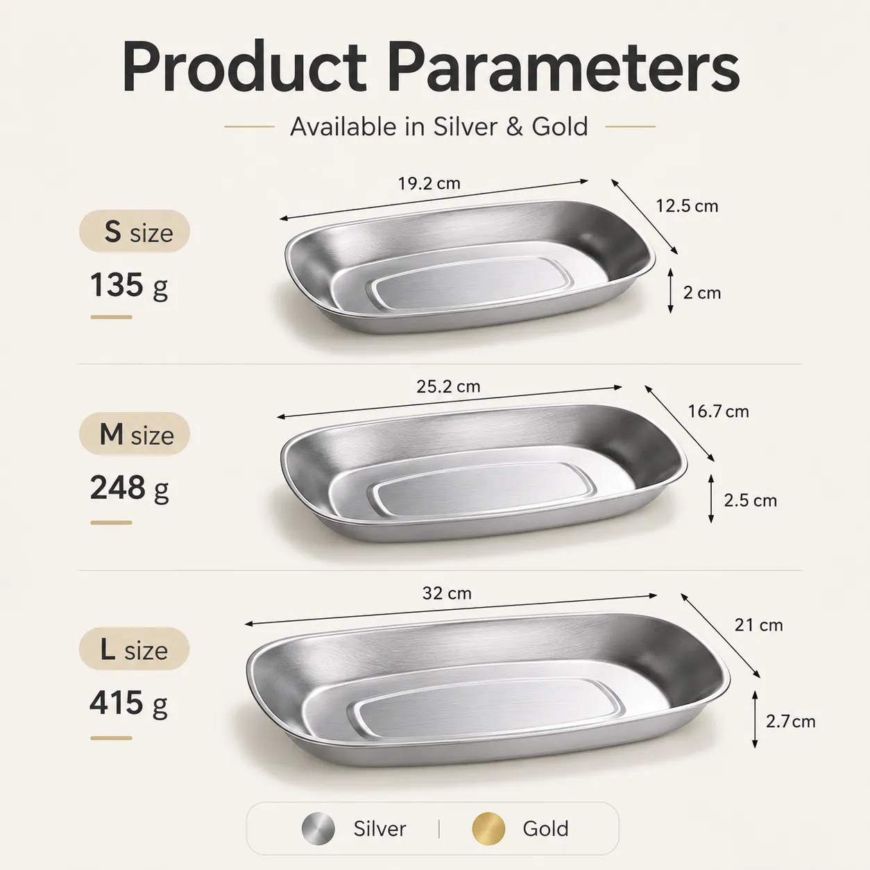 Custom Stainless Steel Rectangular Dinner Plate (3)