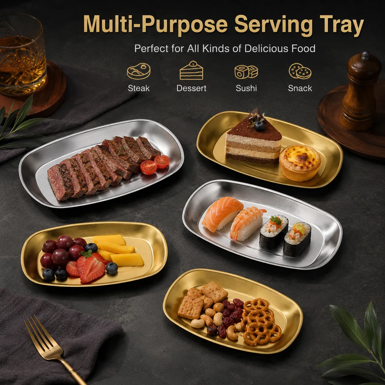 Custom Stainless Steel Rectangular Dinner Plate (4)