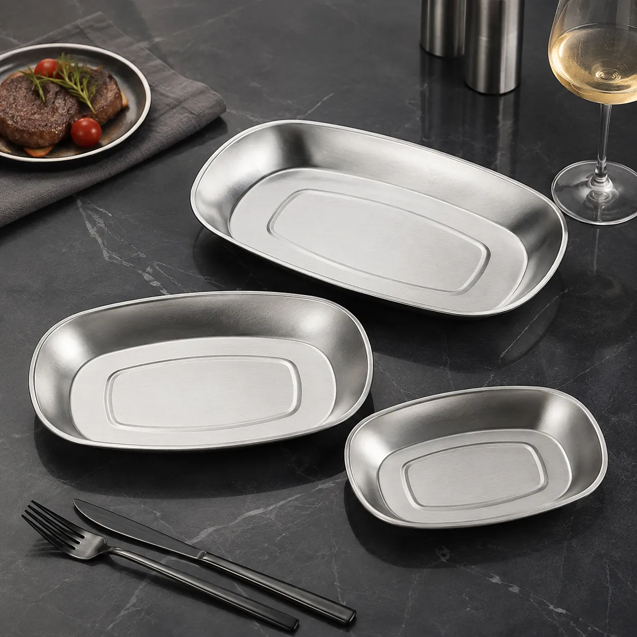 Custom Stainless Steel Rectangular Dinner Plate (8)