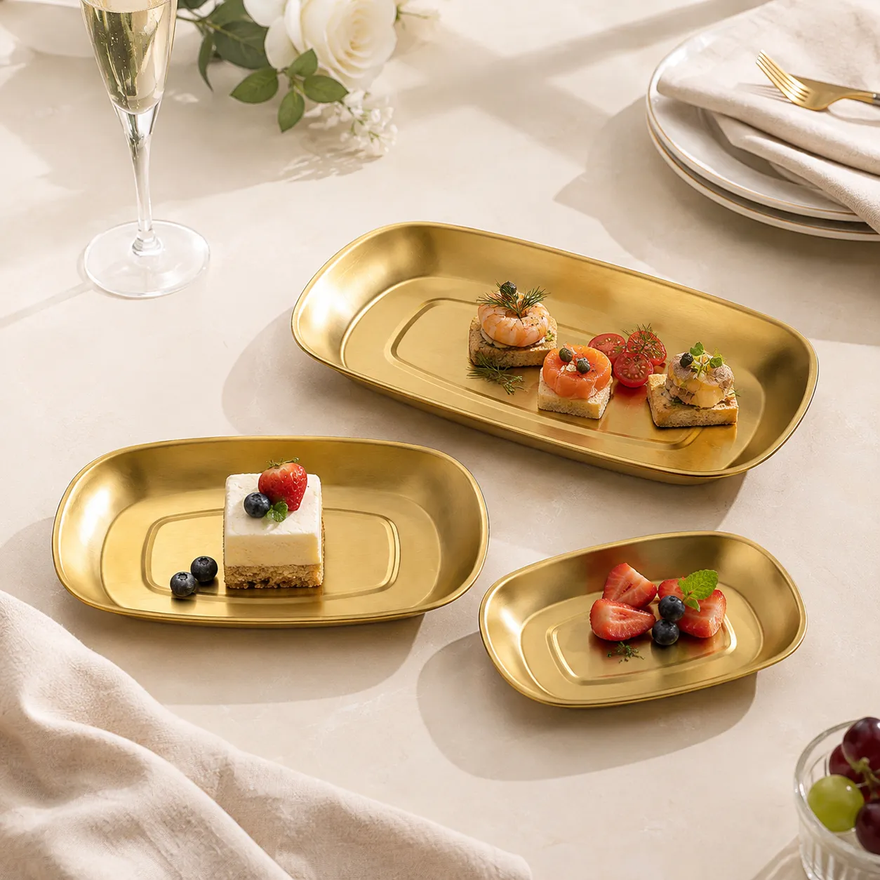 Custom Stainless Steel Rectangular Dinner Plate (9)